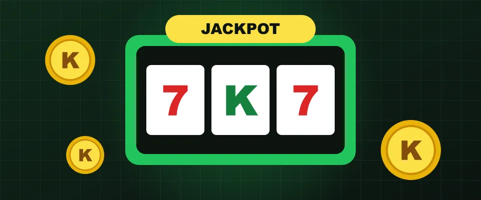 Casino Kinbet pokies illustration with three reels and a jackpot sign Casino Kinbet pokies illustration with three reels and a jackpot sign